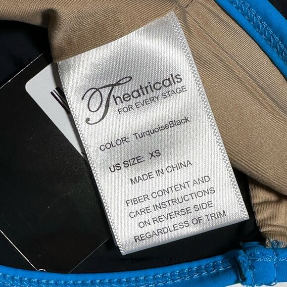 Theatricals blue black 2 piece dance set bike shorts crop top tank adult XS NWT - Picture 12 of 12